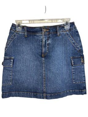 St. Johns Bay Women's Denim Cargo Skort (skirt/shorts combo) Stretch Fabric Size